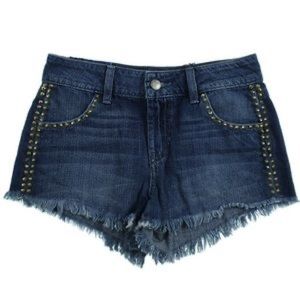Guess Cutoff Denim Shorts With Gold Spike Studs